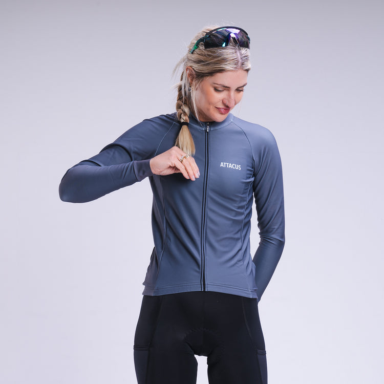 Women's Grey Thermal Long Sleeve Jersey
