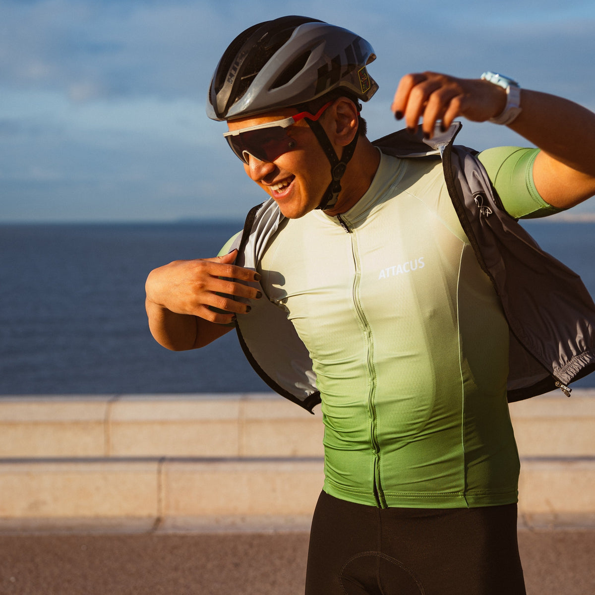 Men's Green Dissolve Foundation Jersey Attacus Cycling