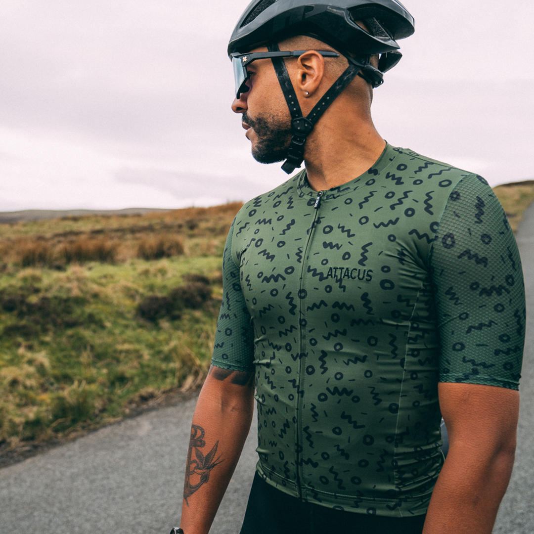 Men's Green Sketch Evo Jersey Attacus Cycling