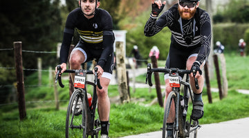 Chris Hall and YouTuber Francis Cade finish the 107 for 107 at the Flanders sportive in Belgium