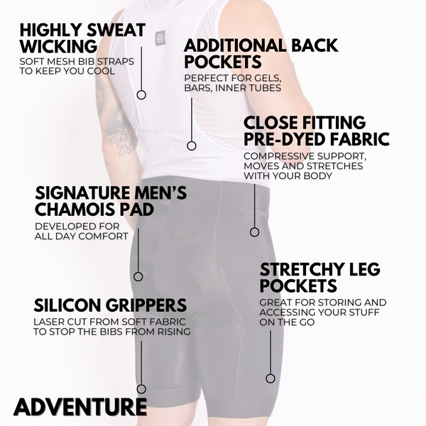 Men's Black Adventure Bib Shorts