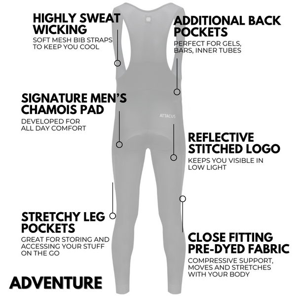 Men's Black Adventure Bib Tights